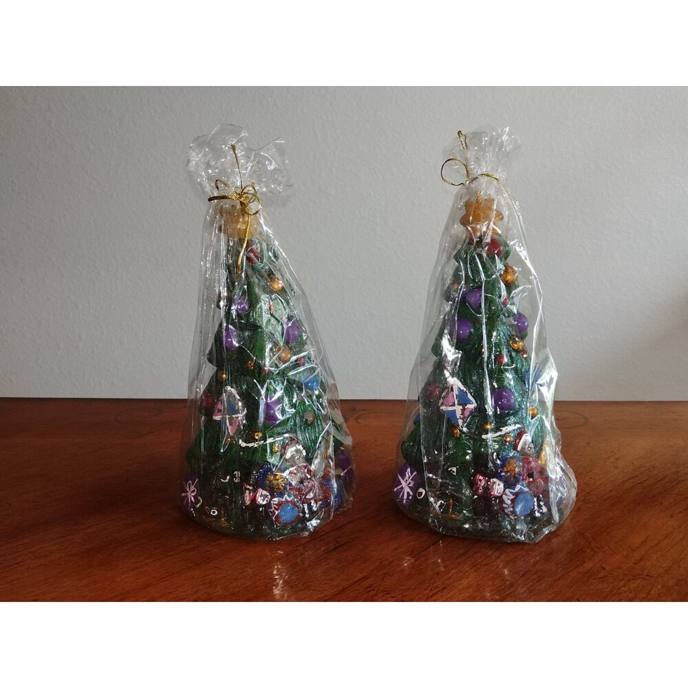 Lot 2x CHRISTOPHER RADKO Christmas Tree Gifts Candle Home For The Holidays 7"